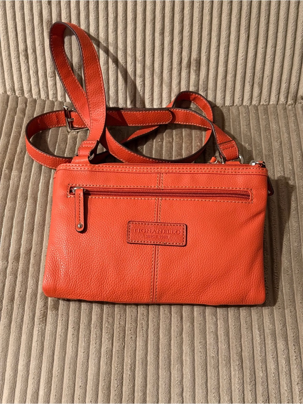 Tignanello Orange Pebbled Leather Crossbody